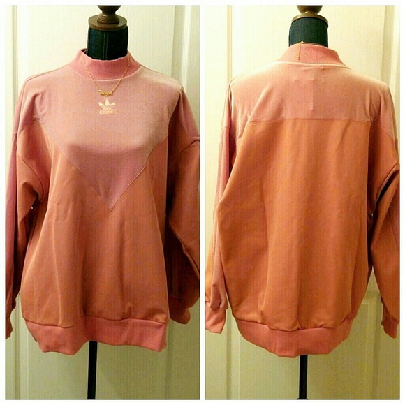 🎉HP!🎉💎NWT Adidas Pink Velvet Mix Sweatshirt - Picture 6 of 8